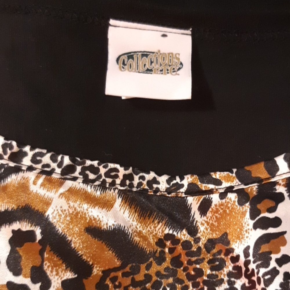 Womens shirt sweater illusion top Leopard Cheetah Animal print Blouse Sz XL - Picture 2 of 5